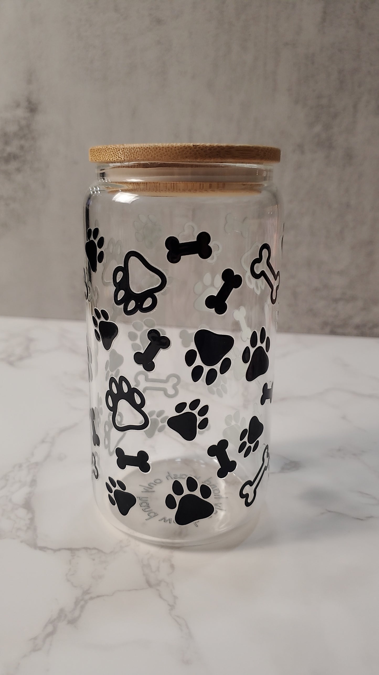 16oz Dog Paw & Bones Glass