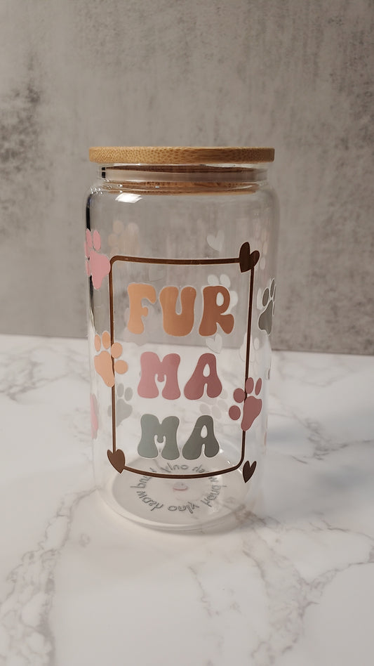 Fur Mama 16oz Glass Cup